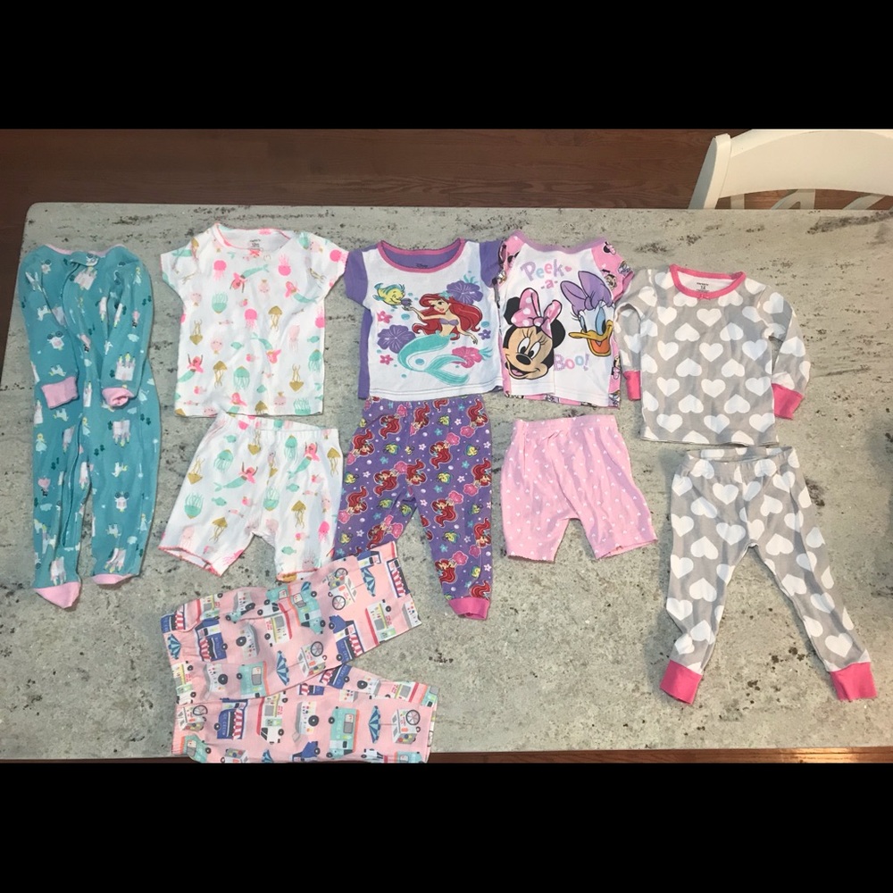 12 month girl pajamas - 5 pairs